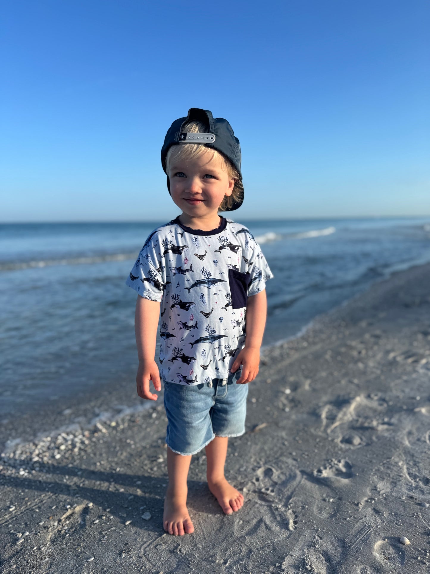 Children's Boxy Pocket Tee - Fins