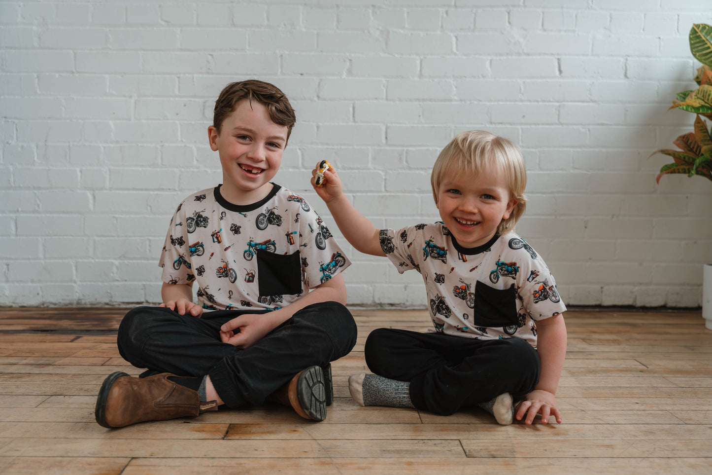 Children's Boxy Pocket Tee - Motorcycle
