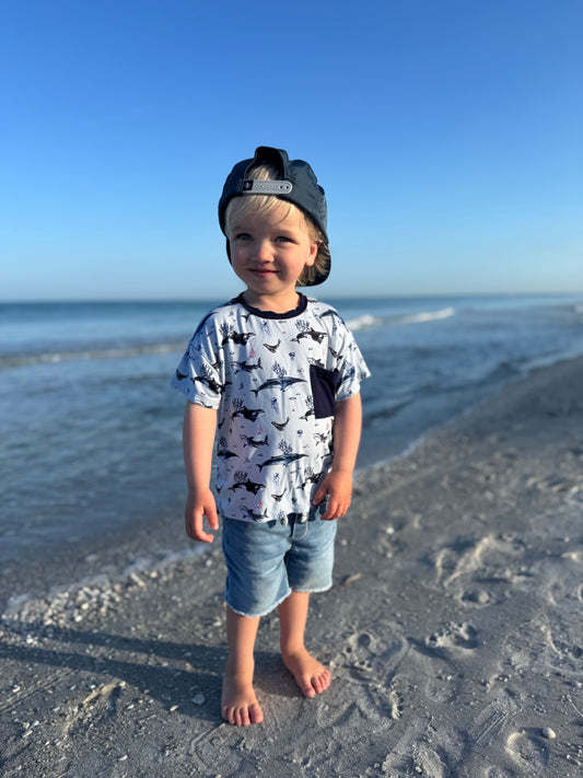 Children's Boxy Pocket Tee - Fins